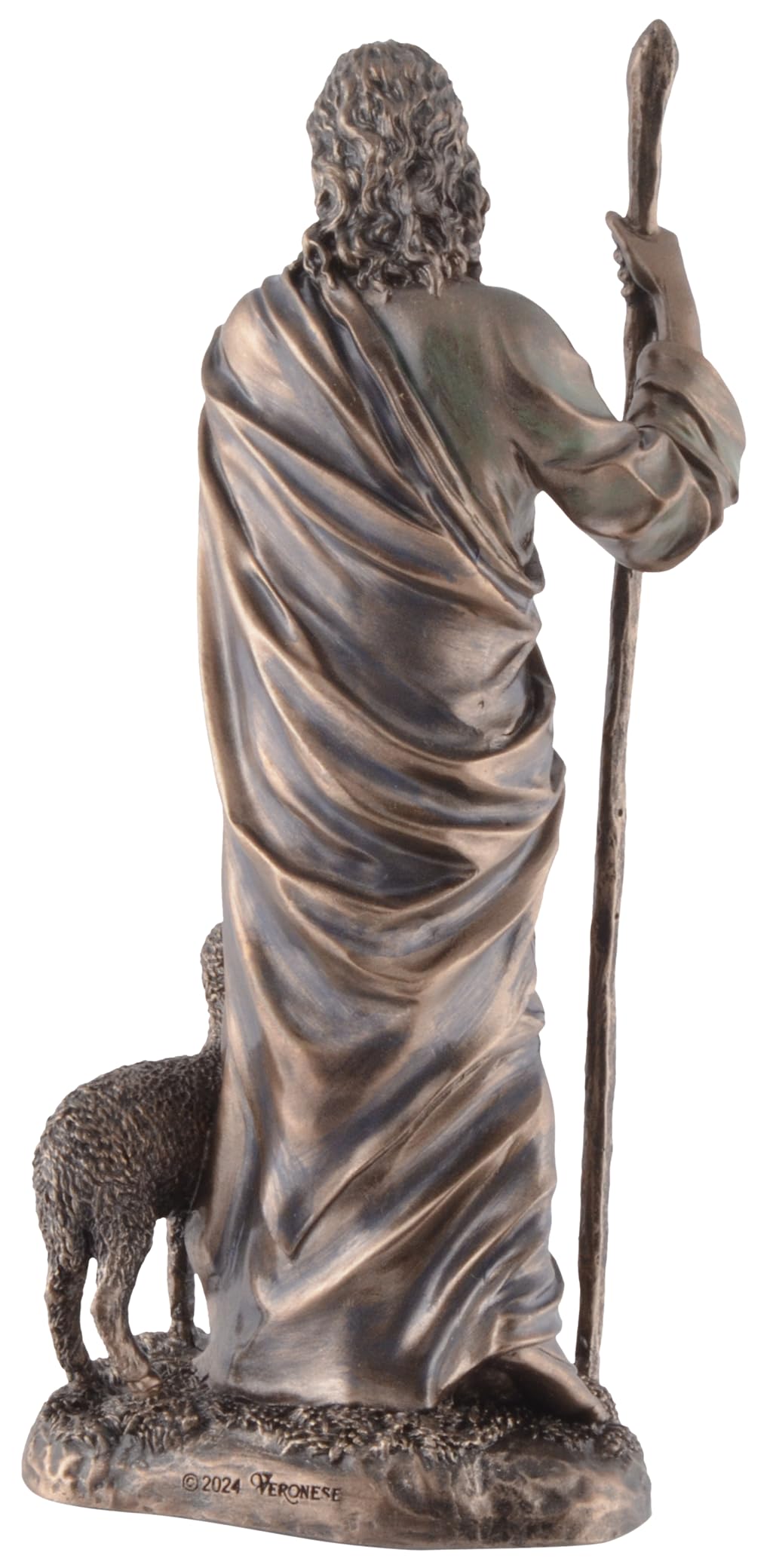 Jesus als guter Hirte, aus Kunststein, von Hand bronziert und coloriert, Veronese Kollektion,708-78276