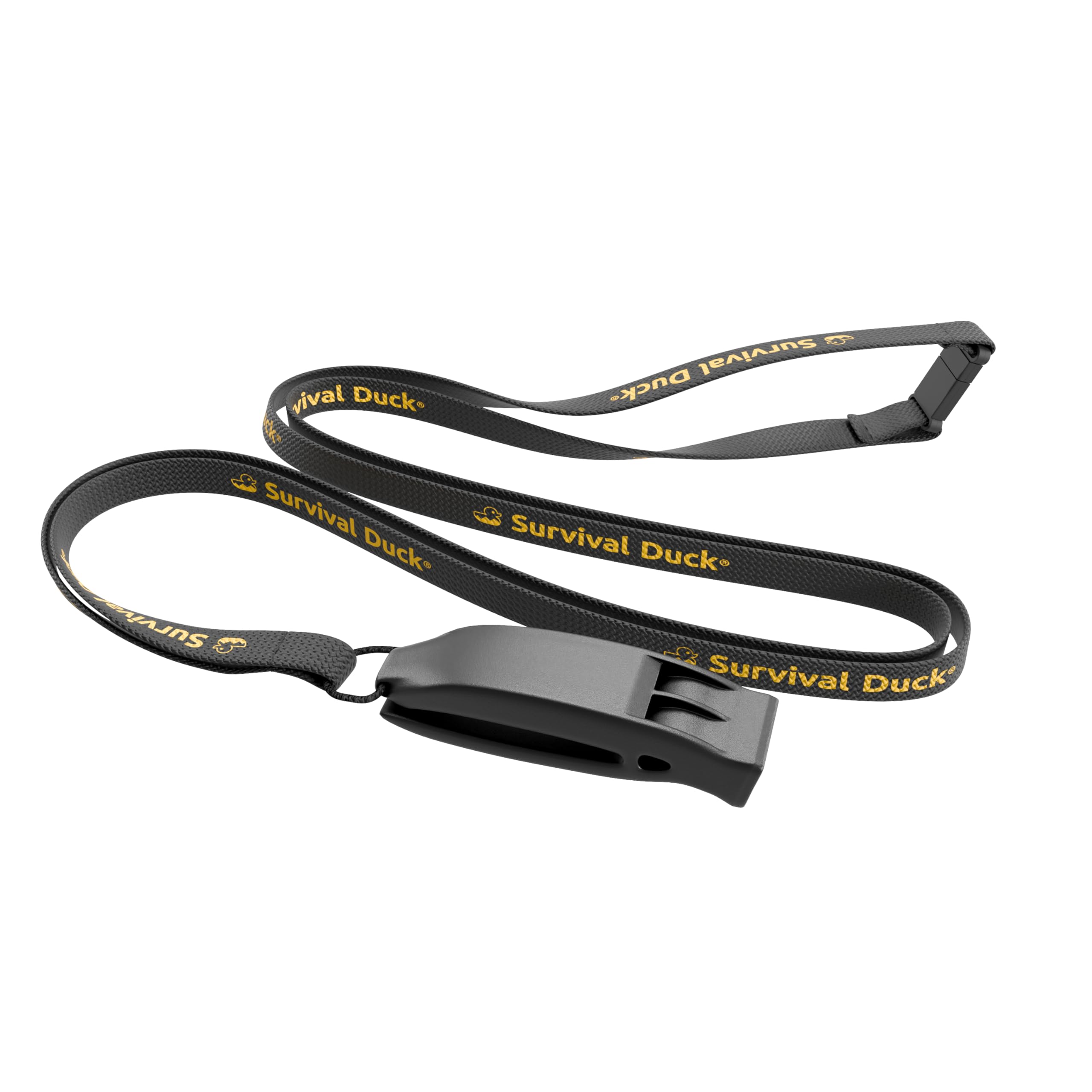Survival Duck Emergency Survival Distress Whistle with Breakaway Lanyard, Super Loud 80 dB Safety Whistle for Hiking, Kayaking, Boating, Wild Swimming, Hi-Vis Colours (4, Black)