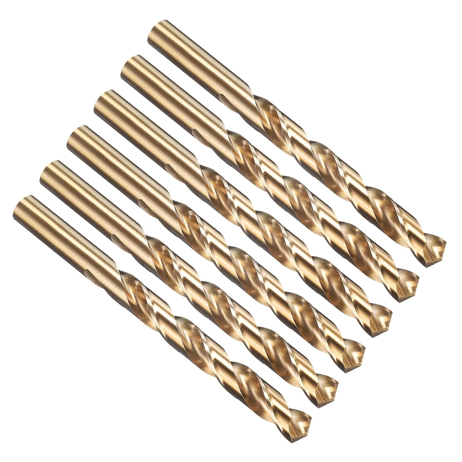PATIKIL 31/64" Drill Bit, M35 Cobalt 5% High-Speed Steel Jobber Straight Shank 135° Gold Finish for Stainless Steel Hard Metal - 6 Pack