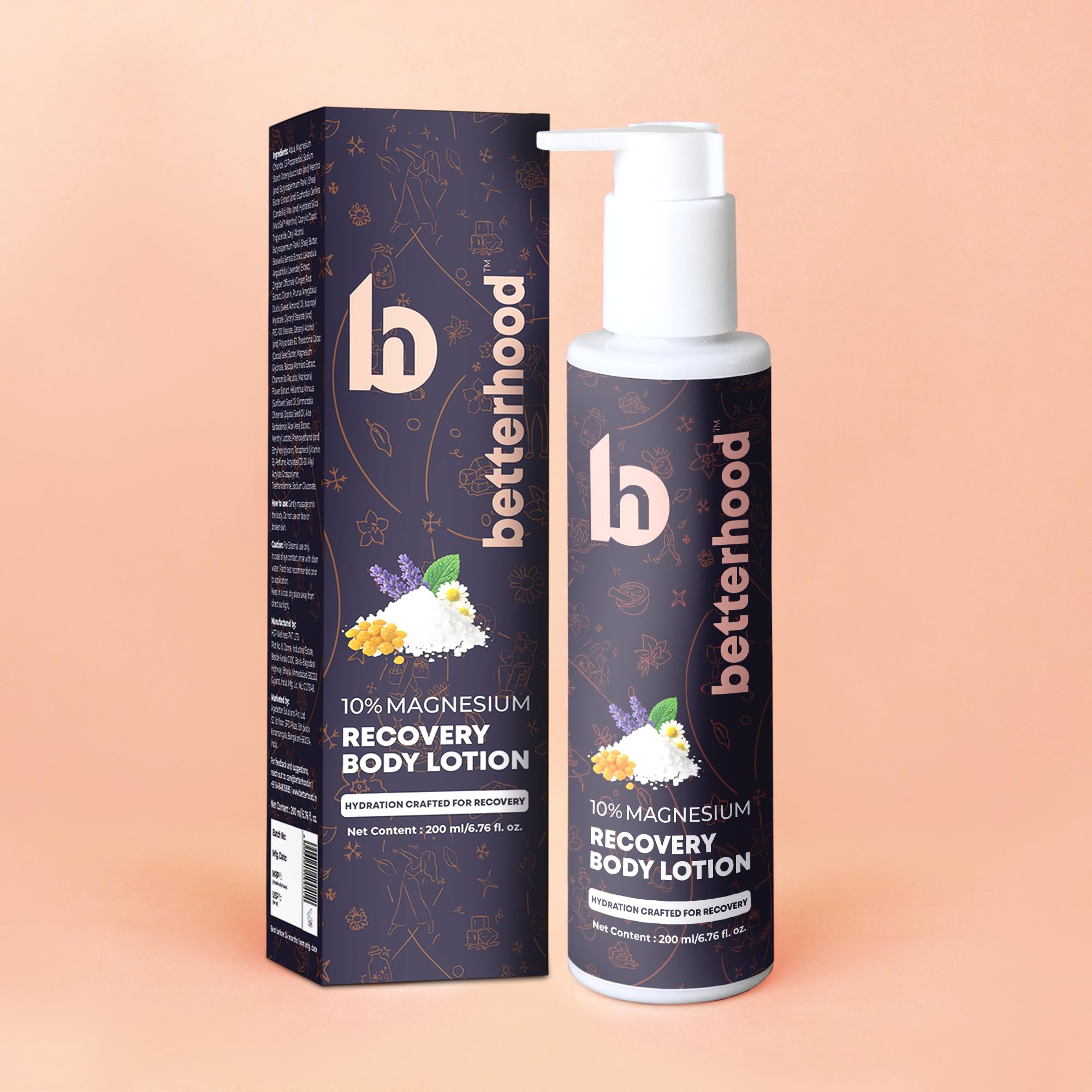 betterhood 10% Magnesium Recovery Body Lotion | Restful Sleep, Muscle Recovery & Relaxation | Chamomile & Shea Butter Blend Enhanced with Ginger Roots, Boswelia, Menthol for Wholesome Healing (225 ml)-image-47