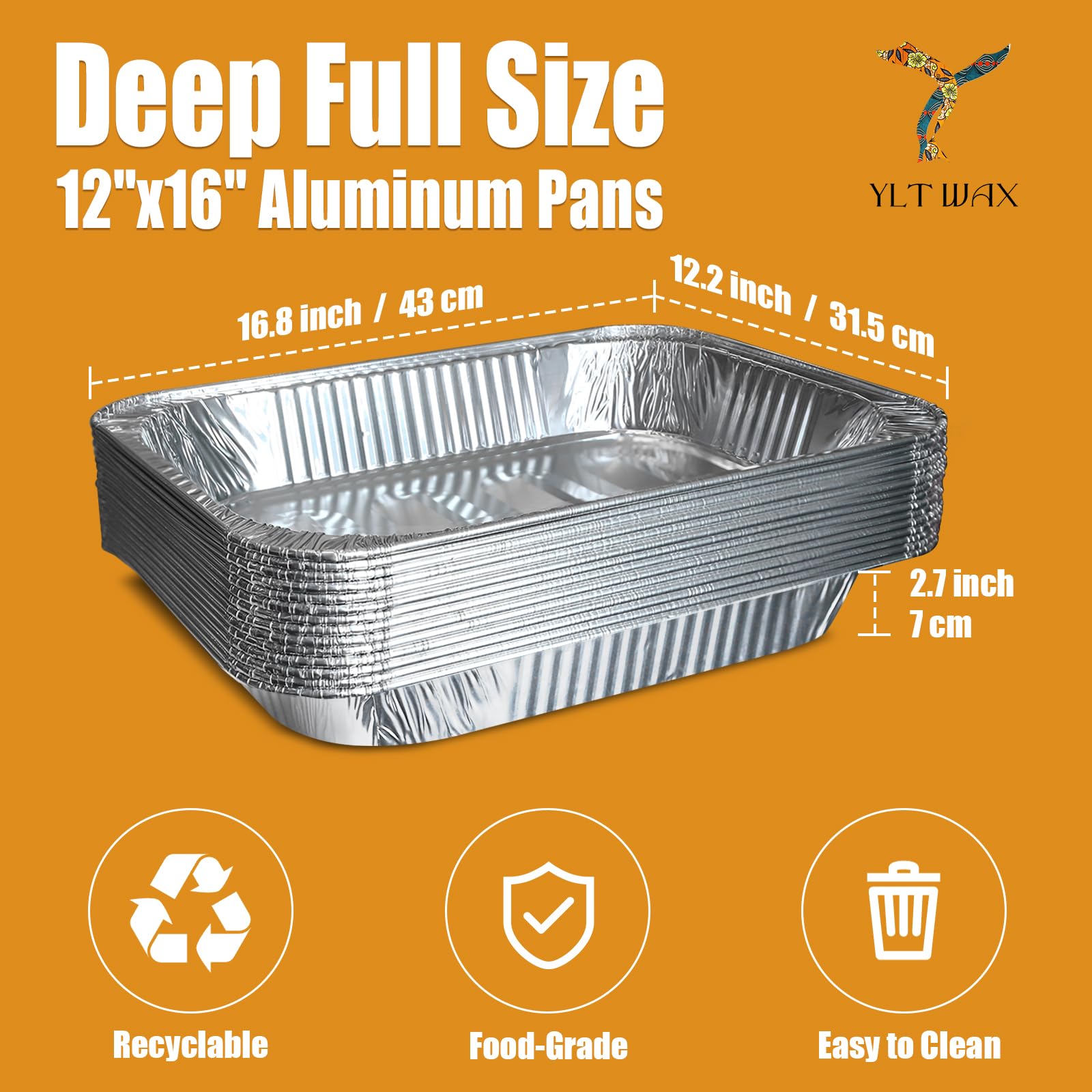 Teglia grande in alluminio da 12 x 16 cm, confezione da 15 teglie usa e getta, resistenti, per hotel, ristoranti, cottura, arrosti, riscaldamento o tavolo a vapore, buffet e barbecue