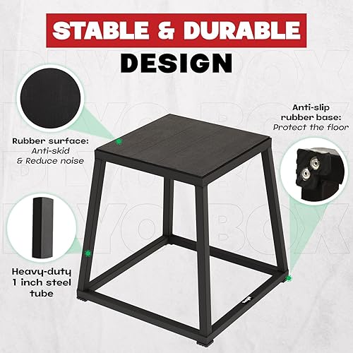 Miniatura 3 de Yes4All Caja pliométrica de metal, soporta hasta 550 libras, llega montada, caja pliométrica resistente, antideslizante, perfecta para entrenamiento