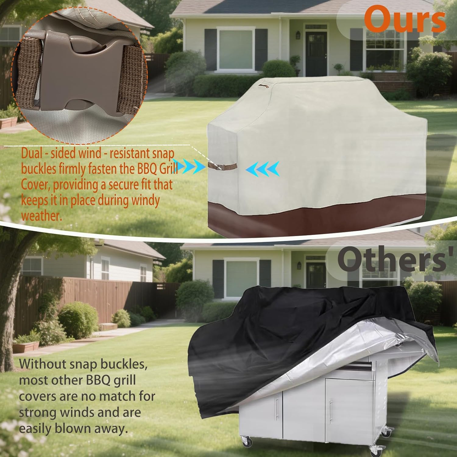 Grill Cover 58 inch, Waterproof BBQ Cover for Outdoor Gas Grill, Compatible with Weber Genesis II, LX 300 Series and Genesis 300 Series, Fade Resistant, Compared to 7130 - Image 4