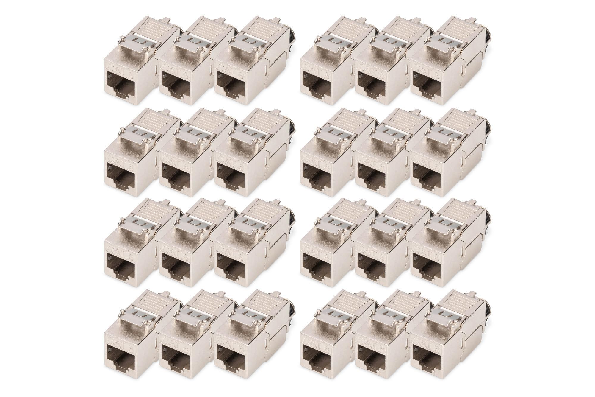 DIGITUS DN-93816 – Keystone-Modul Cat 8.1 – 24 Stück – RJ45 Netzwerkdose Cat8 Geschirmt – 2000 MHz – 25GBase-T & 40GBase-T – 25 Gbit/s & 40 Gbit/s – AWG 26/7 bis AWG 22/1 – Montage Werkzeugfrei