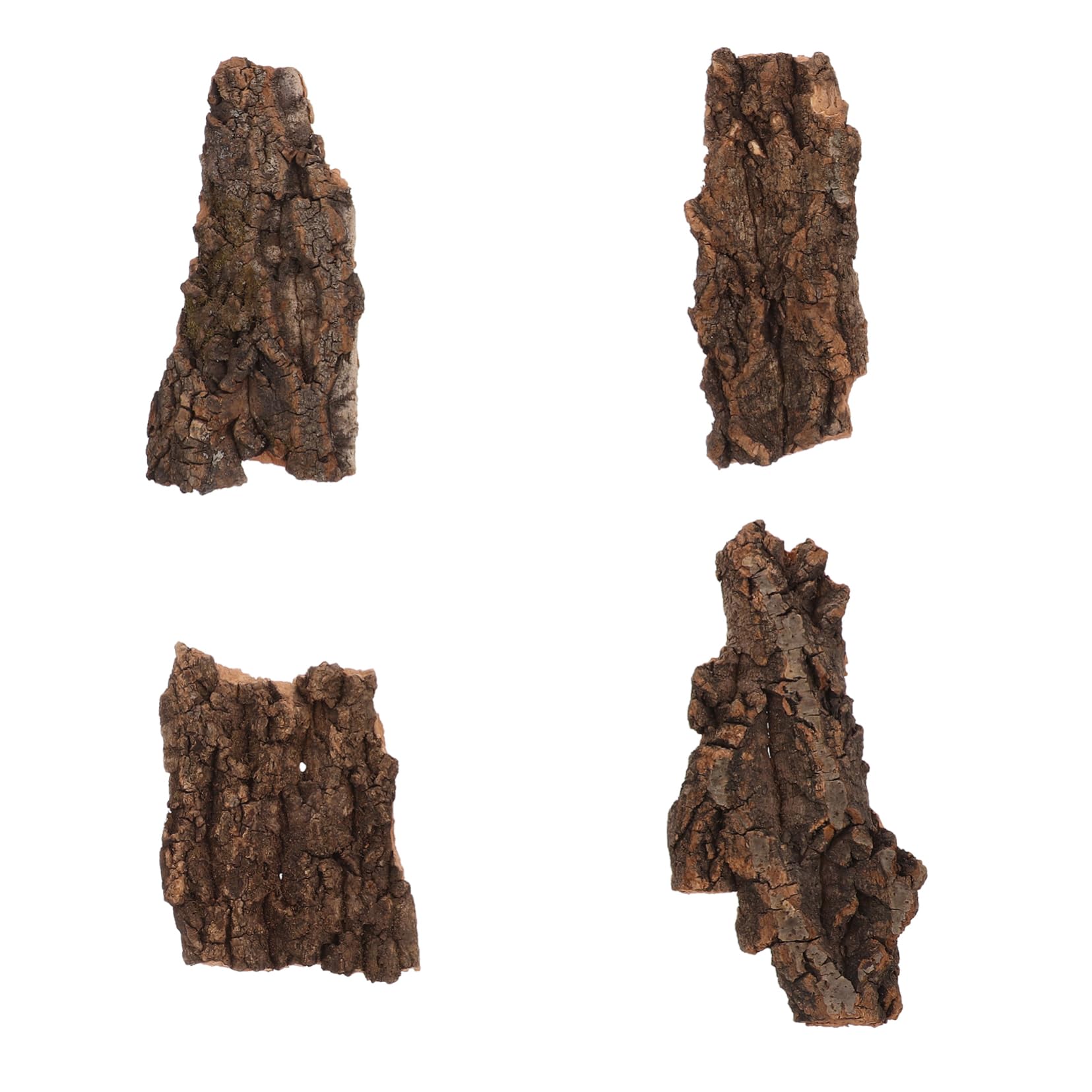 Mikikit 4Pcs Lizard Hiding Bark Natural Terrarium Decor for Reptile Enclosures for Bearded Dragons Spiders and Snakes and Pet Supply