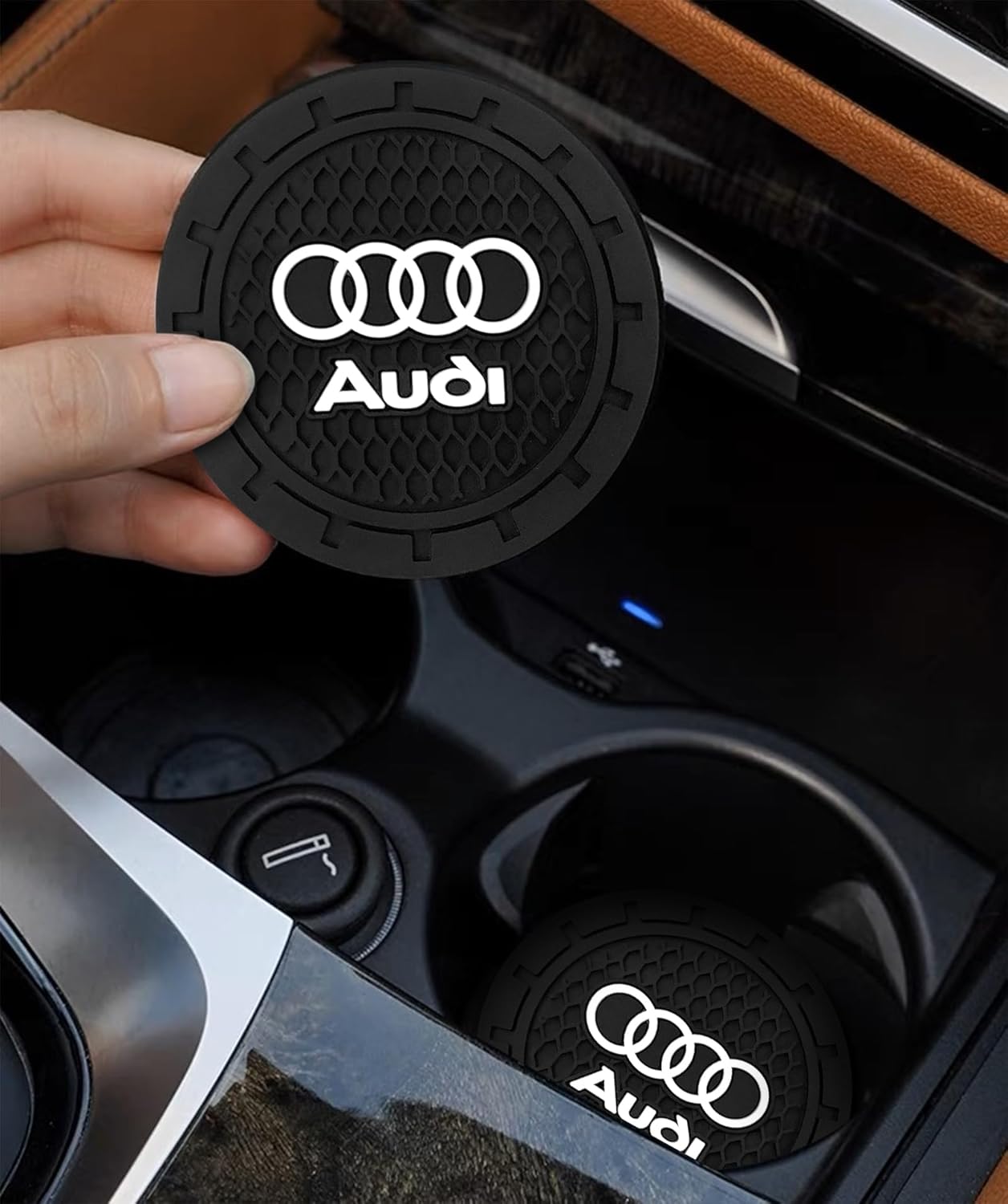 Car Cup Holder Coaster for Audi A3 A4 A5 A6 A7 A8 Q3 Q4 Q5 Q6 Q7 Q8 Silicone Cupholder Coaster,Car Interior Accessories,2.76 Inch 2 Pieces - Image 3