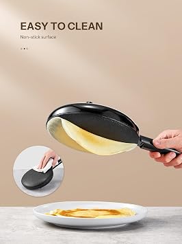 Electric Crepe Maker, 8 Inch Portable Crepe Maker Machine With Not-Stick Dipping Plate, Automatic Temperature Control, Nonstick Crepe Pan, Black (Black)