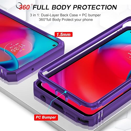 Miniatura 6 de LeYi Funda para Moto G Stylus 4G 2021 con funda deslizante para cámara + 2 unidades Protector de pantalla de vidrio templado, funda de grado militar