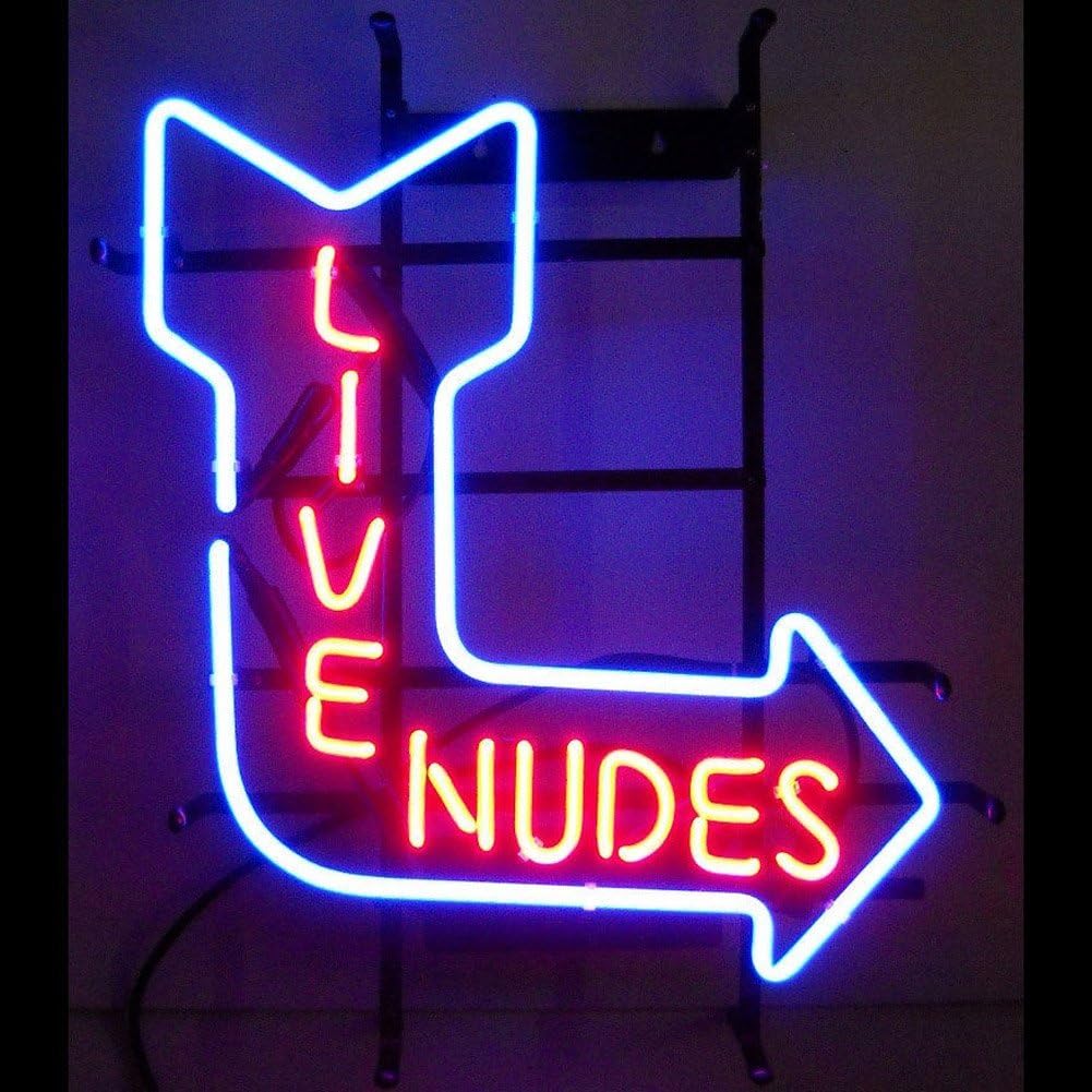 Live Nudes Real Glass Neon Light Sign Display Beer Bar Pub Club 17"x14"