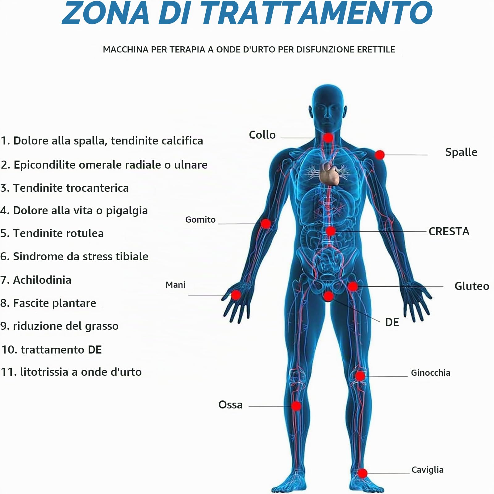 Terapia Ad Onde D'urto Focalizzate Extracorporee, Macchina Ad Onde D'urto Per La Disfunzione Erettile Con 7sonde, Energia Regolabile Da 60 a 200 MJ, Massaggiatore Muscolare Profondo,non Invasivo