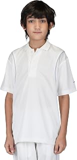 Vector X Striker Regular Fit 100% Polyester Fabric with Half Sleeve Polo Collar Neck Jersey/T-Shirt Cricket Uniform Dress Tshirt for Kids Boys White