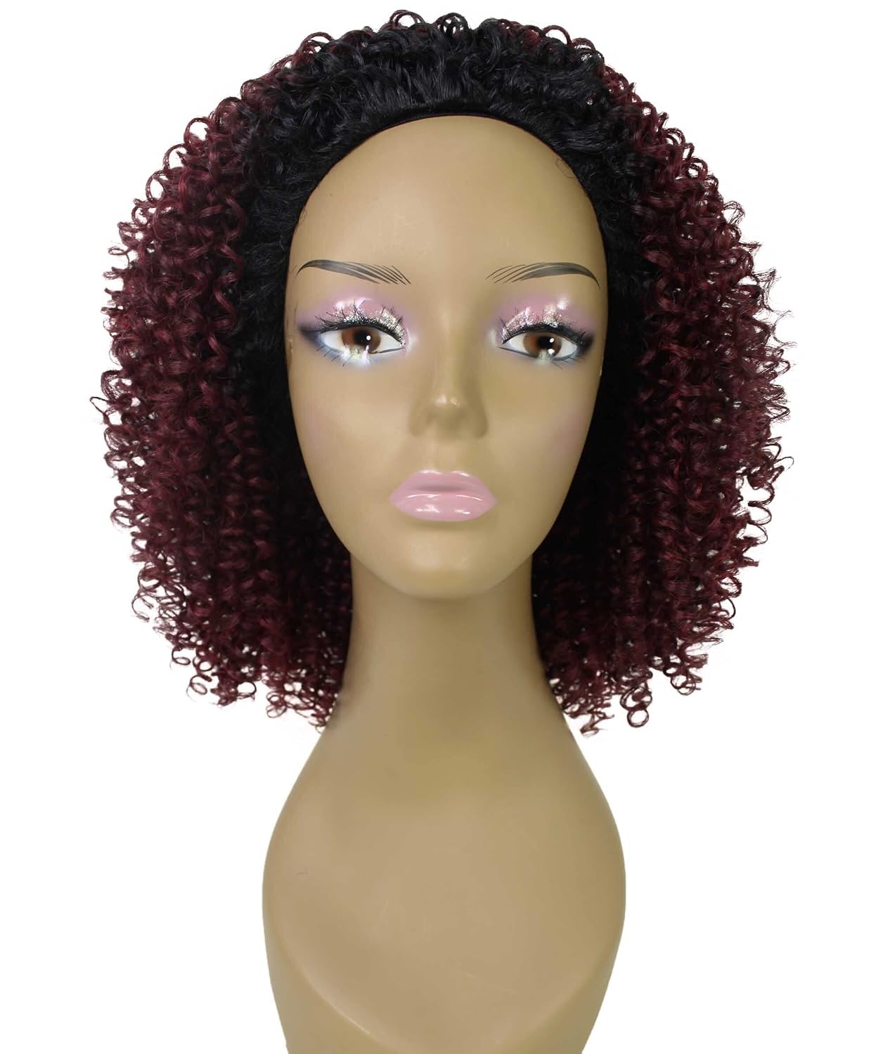 LUXLUXE Alexandra Curly Layered 14 in Long Half Wig Mix Human Hair and Synthetic Fibers, Multiple Shades of Natural & Blended Colors