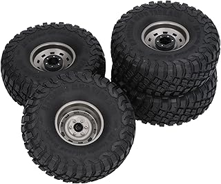 Aoutecen 4PCS 1.7 Inch Tires Iron and Rubber RC Upgrade Accessories RC Wheel 10 Holes RC Rubber Tyre for TRX4 SCX10 1/10 RC Car Parts (Grey)