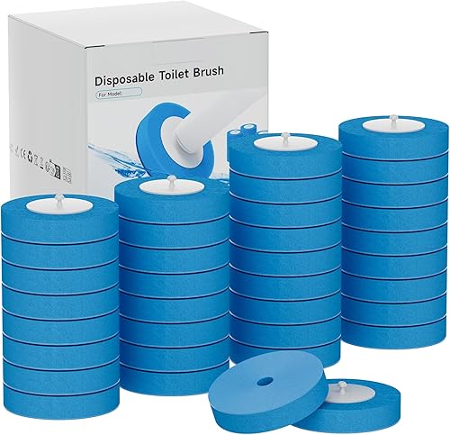 Miniatura 9 de Juego de cepillo de inodoro eléctrico y soporte; cepillo de limpieza de taza de inodoro eléctrico con 5 recambios desechables, cepillo limpiador de