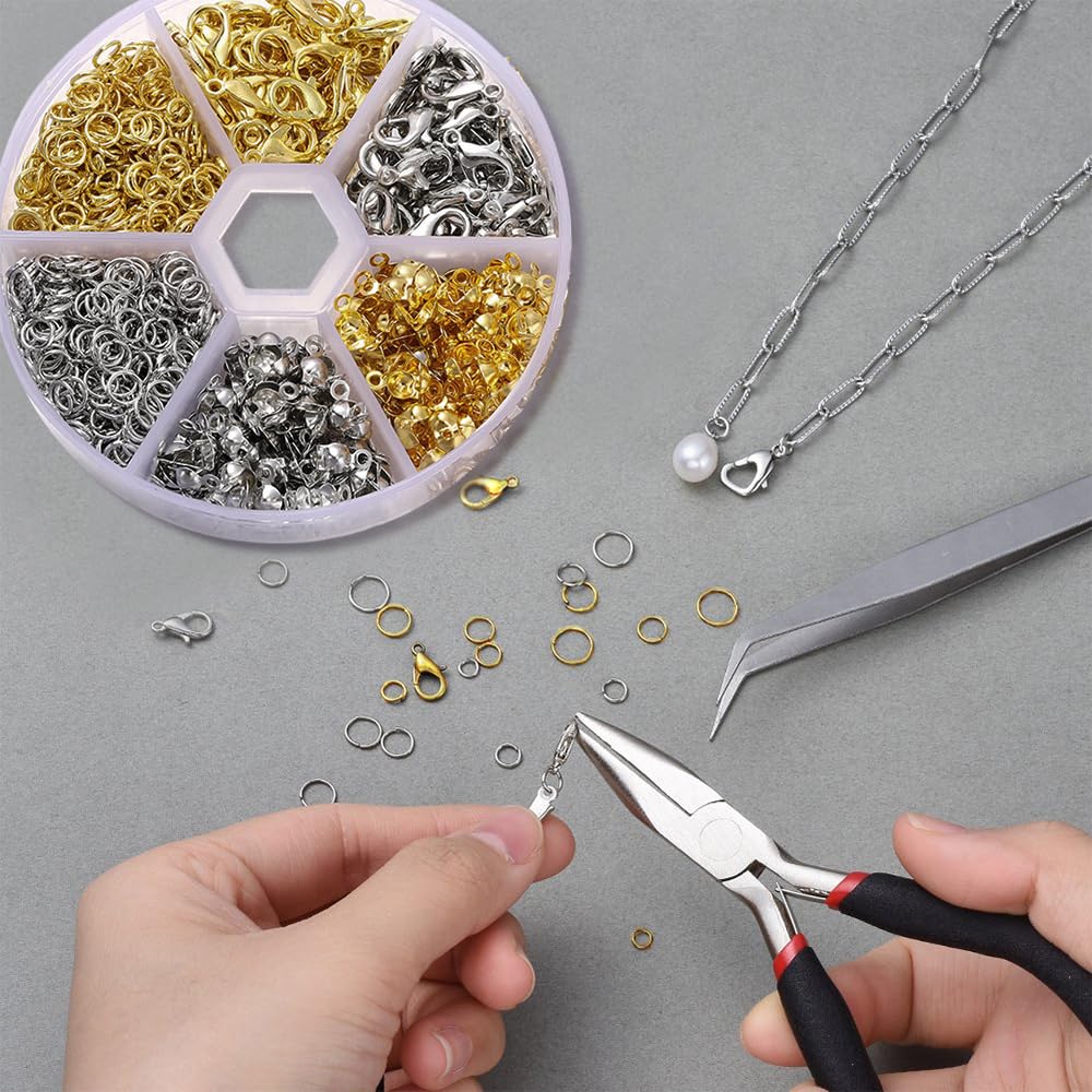 Set Da 500 Accessori Per Bigiotteria Fai Da Te – 150 Perline A Crimpare, Anelli Aperti E Moschettoni – Colore Oro - 4