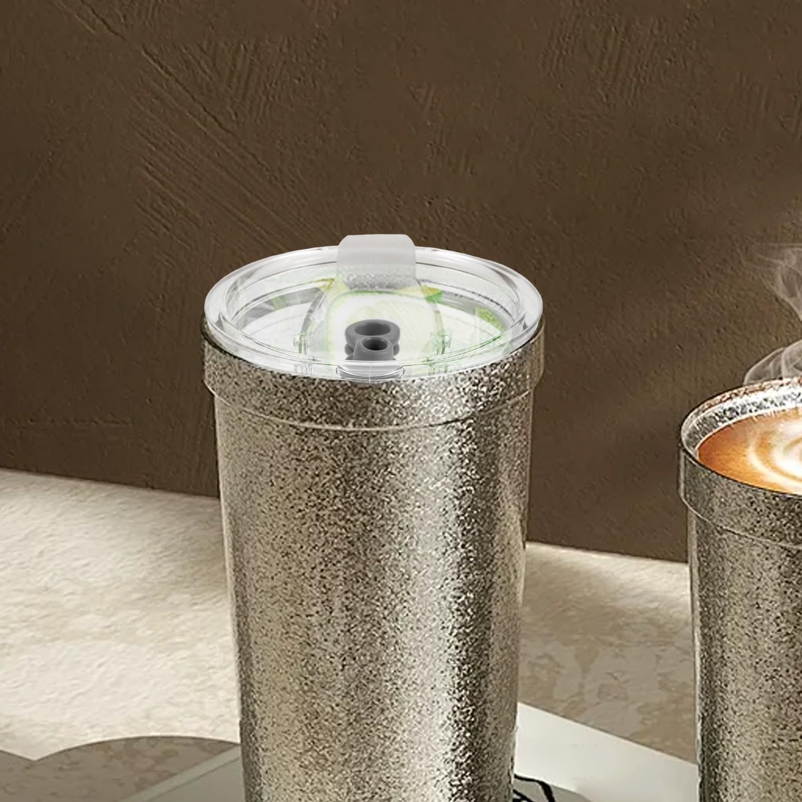 DOITOOL 10 Ersatzdeckel für Trinkgläser: 20 oz und 30 oz, transparente Abdeckungen, auslaufsicher und dicht – spritzwassergeschützter, mit Strohhalm versiegelter Ersatzdeckel