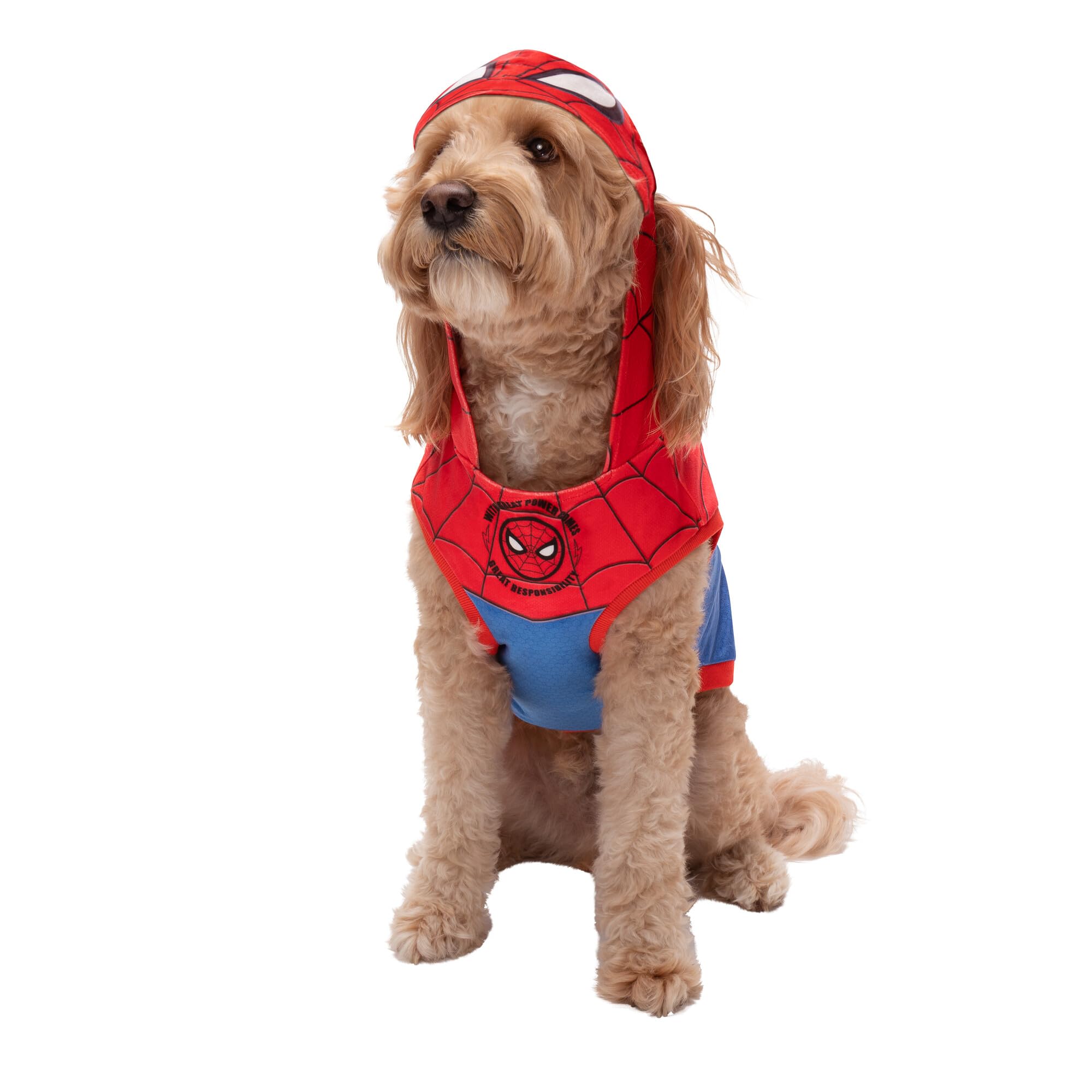 MARVEL Spider-Man Pet Hoodie - Sleeveless Hooded Pet Shirt with Costume Design (Medium)