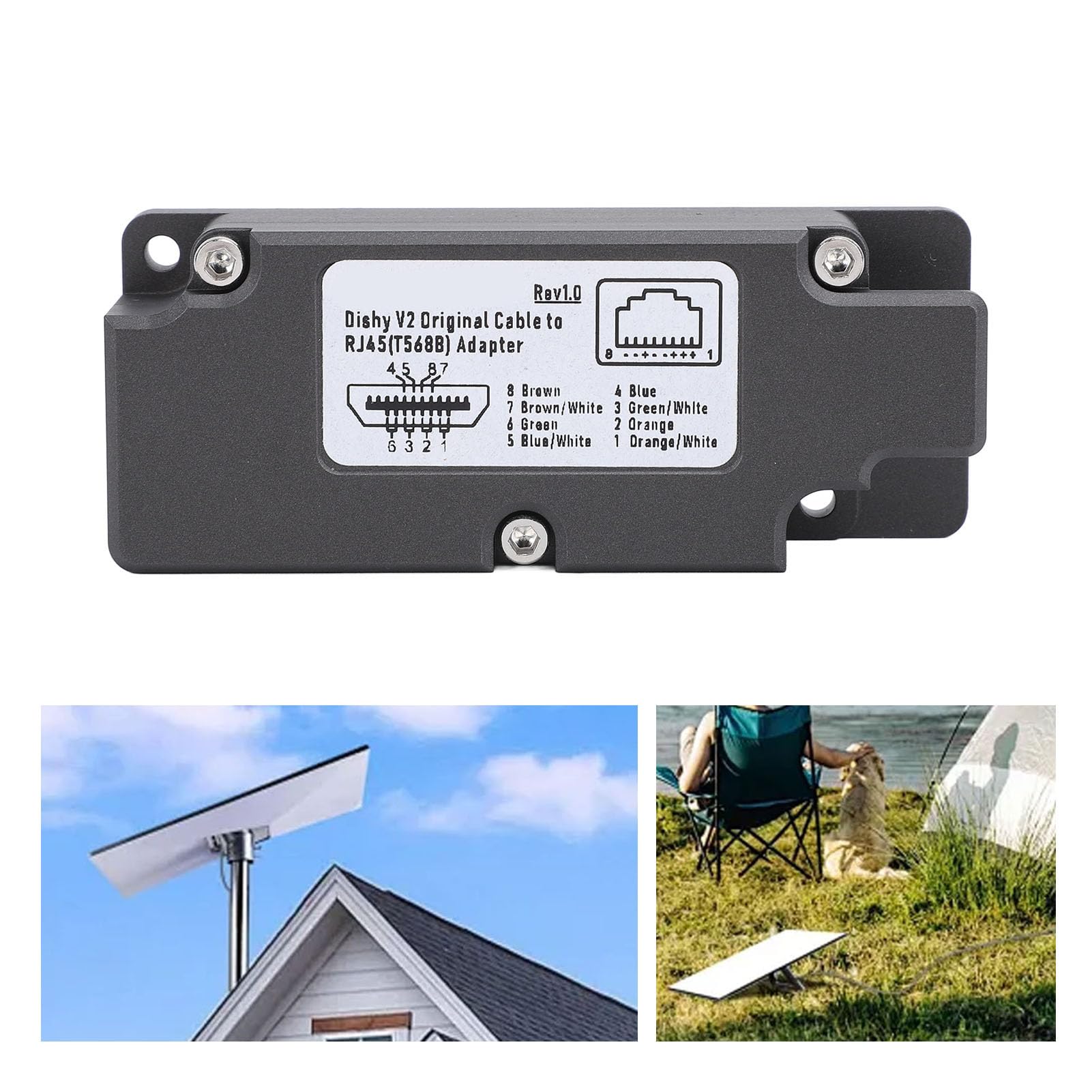 Adattatore Dishy V2 a RJ45 Connessione di rete stabile Adattatore Ethernet per GEN2 Piatto rettangolare Internet satellitare V2