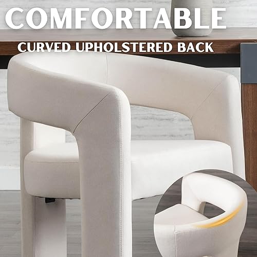 Miniatura 4 de Modern Barrel - Juego de 6 sillas de comedor tapizadas de lino con brazos, cómodas sillas de tocador de maquillaje, sillas de comedor, sala de Lino