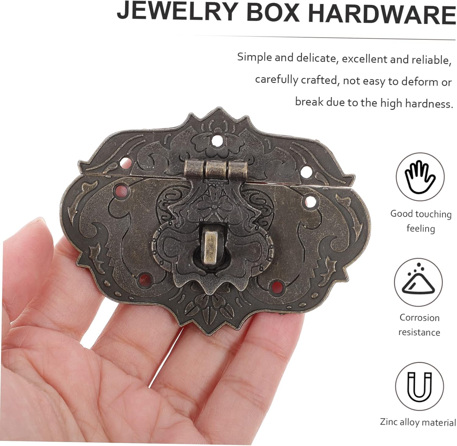 Padlock Latch, Toggle Latch,Latch Clasps,4pcs Buckle Decoraciones para Vintage Decor Vintage Jewelry Box Jewelry Chest Hardware Jewelry Box Hasp Wooden Box Hasp Lock Cabinet(7.6X5.7 CM)