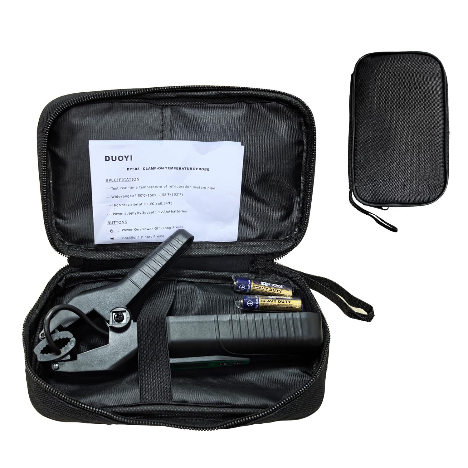 HVAC Temperature Clamp – Digital Pipe Clamp Thermometer, Temperature Meter, High Precision ±0.3°C, -58°F to 302°F, Backlit Display, HVAC Diagnostic Tool for AC & Cooling Systems