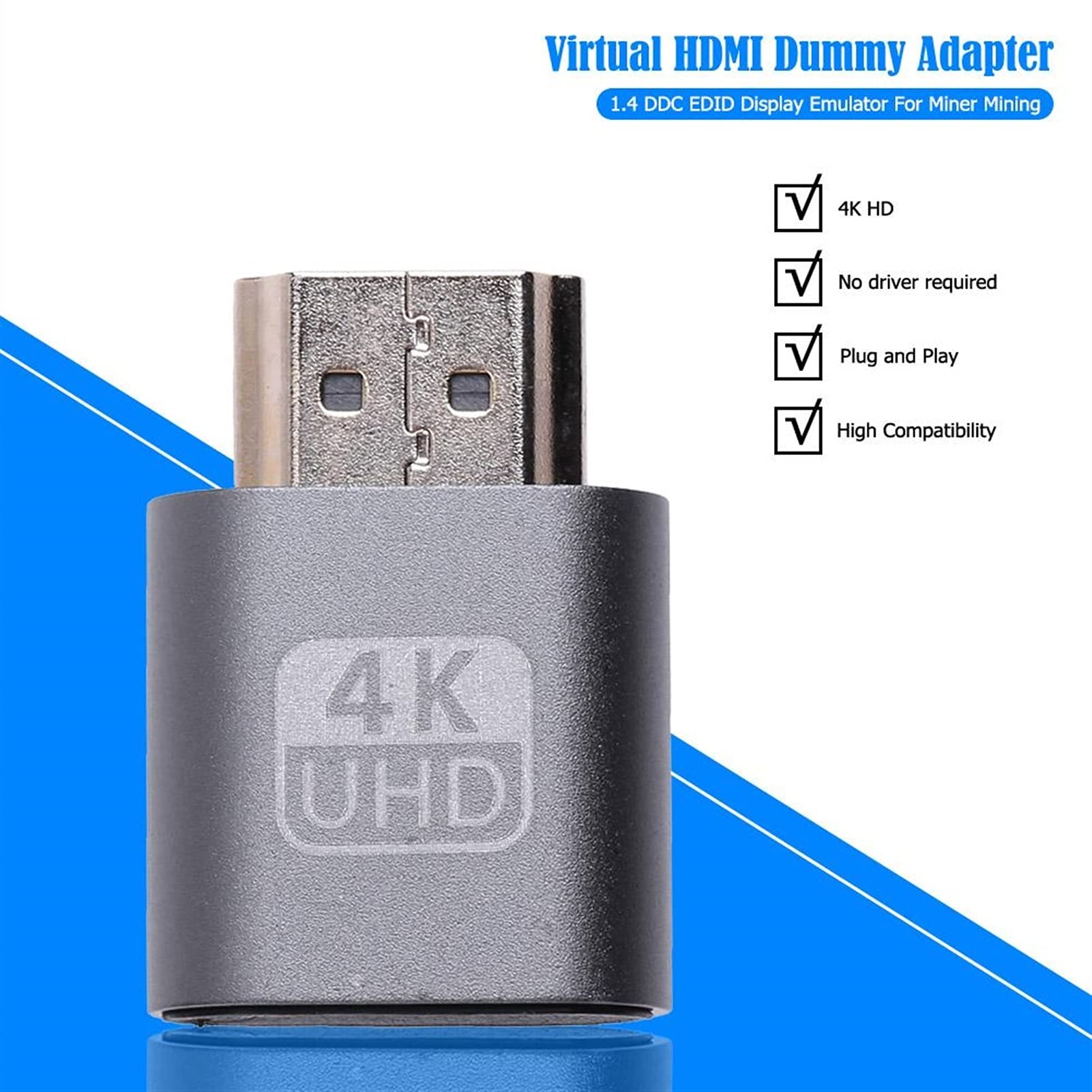 Minero USB Adaptador de pantalla virtual 1.4 DDC EDID Tarjeta gráfica de  bloqueo de enchufe ficticio GPU Simulador emulador de plataformas para  bitcoin BTC Minero minero ETH BTC Accesorios mineros : Amazon.es: