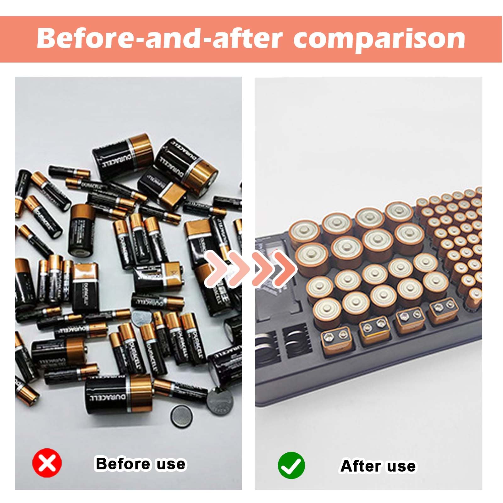 Scatola di immagazzinaggio batteria con tester per 116 batterie AAA AA 9V C D