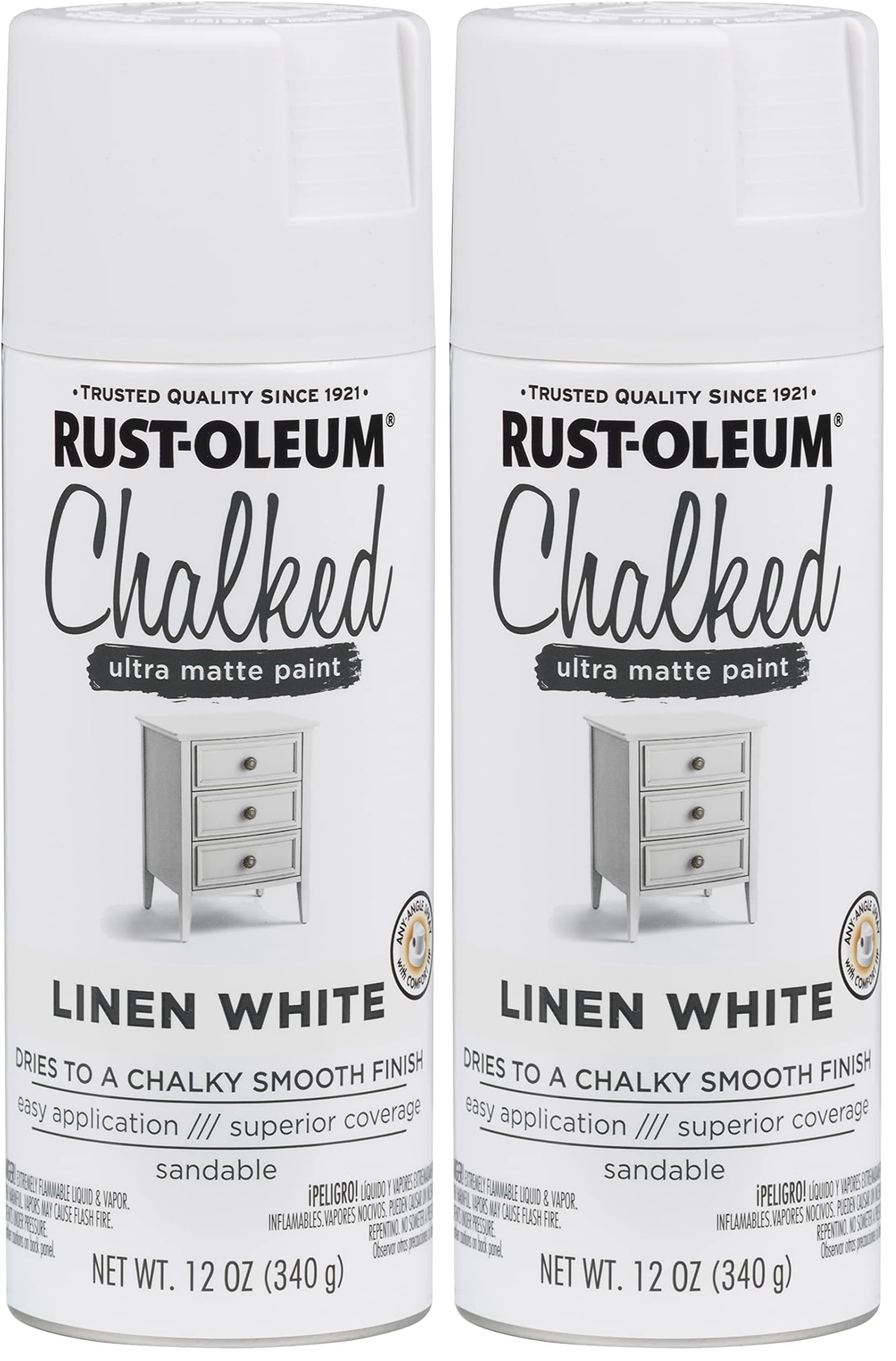 302591 Chalked Spray Paint, 12 oz, Linen White Ultra Matte, 12 Ounce (Pack of 2)