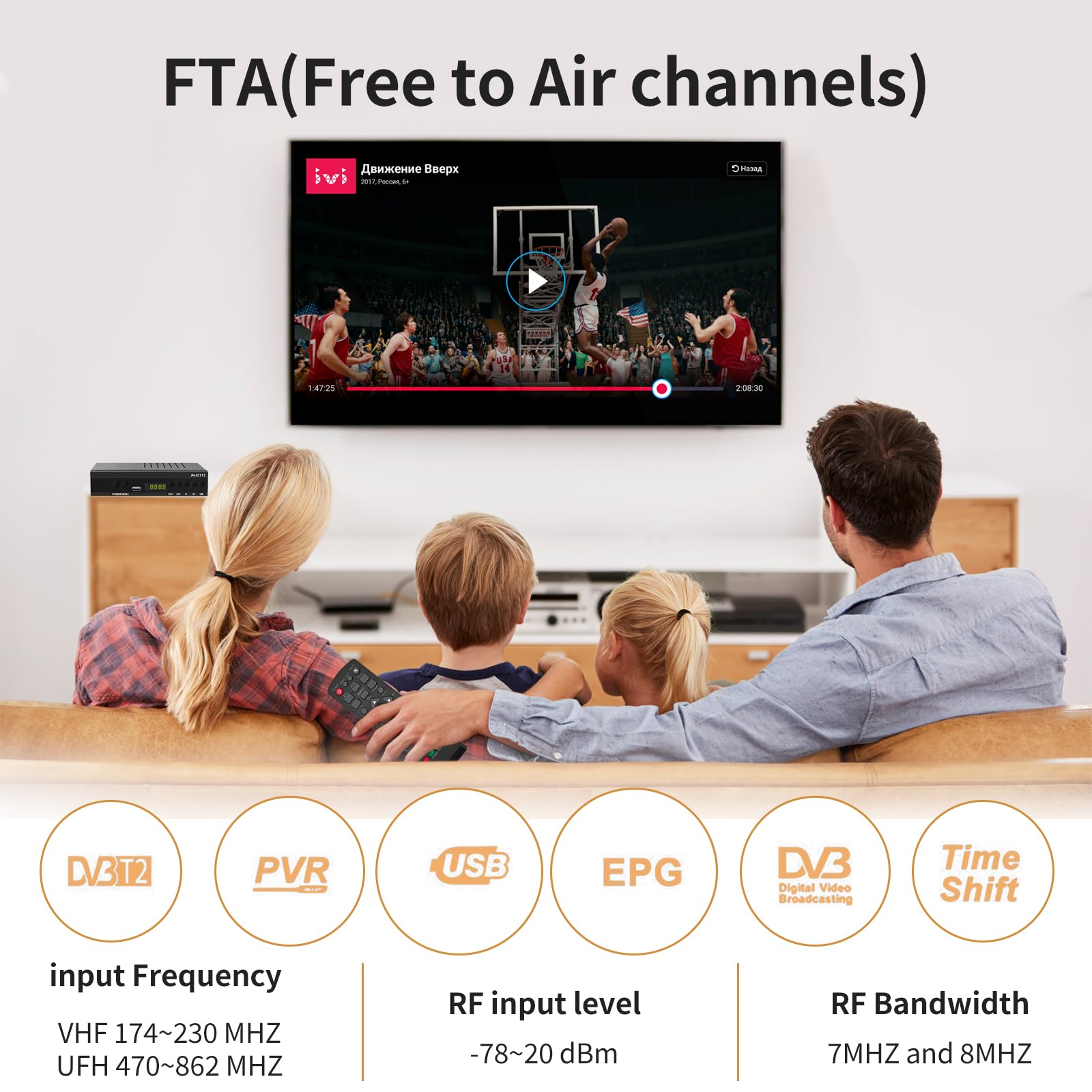 TURNER TDT/T2 Digital Receiver 2024 mit USB Mediaplayer, H.265 HEVC FTA Full HD PVR, USB, HDMI, SCART, digitaler terrestrischer TV-Tuner, Full HD 1080p High Definition Digital Receiver
