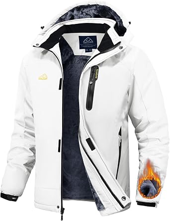 TBMPOY Mens Winter Ski Jacket Waterproof Warm Snow Insulated Coat Fleece Lined Snowboard Hooded Raincoat