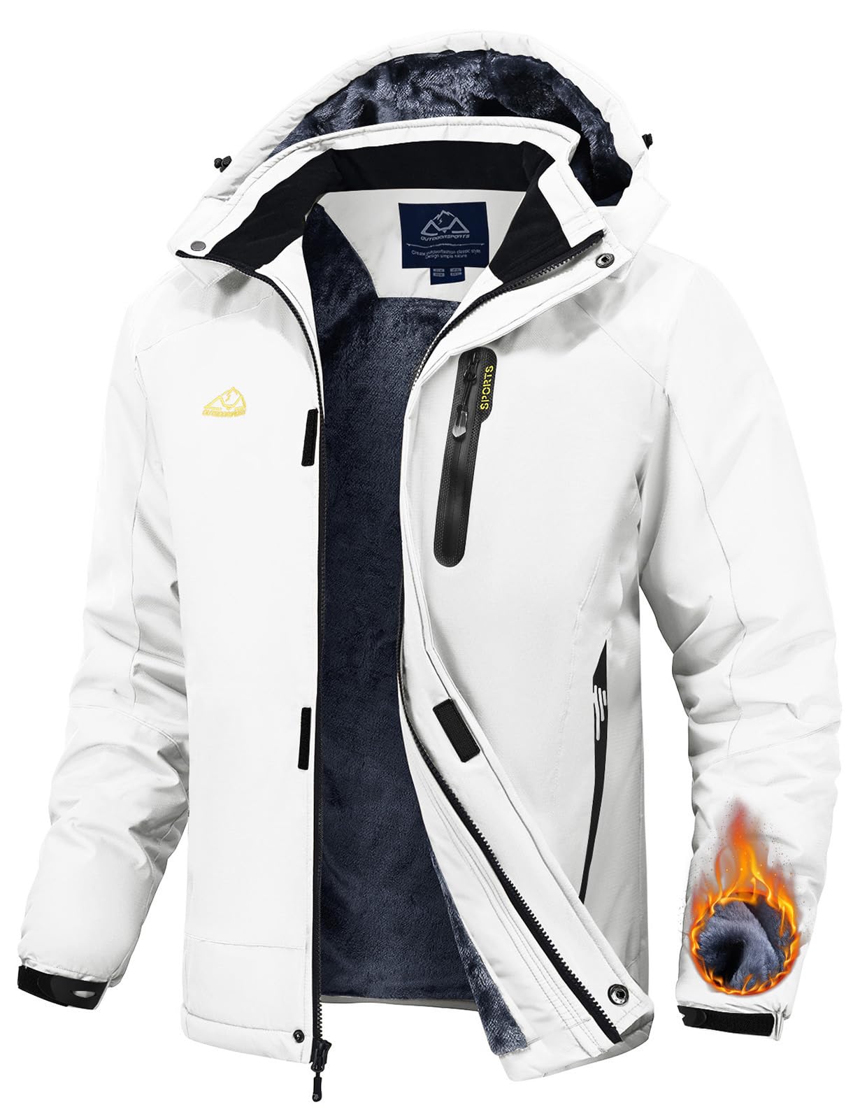 Rdruko Skijacke Herren Winterjacke Snowboardjacke Warme Fleece GefüTtert Winter Jacke Wasserdicht Funktionsjacke Männer Outdoor Wanderjacke mit Kapuze