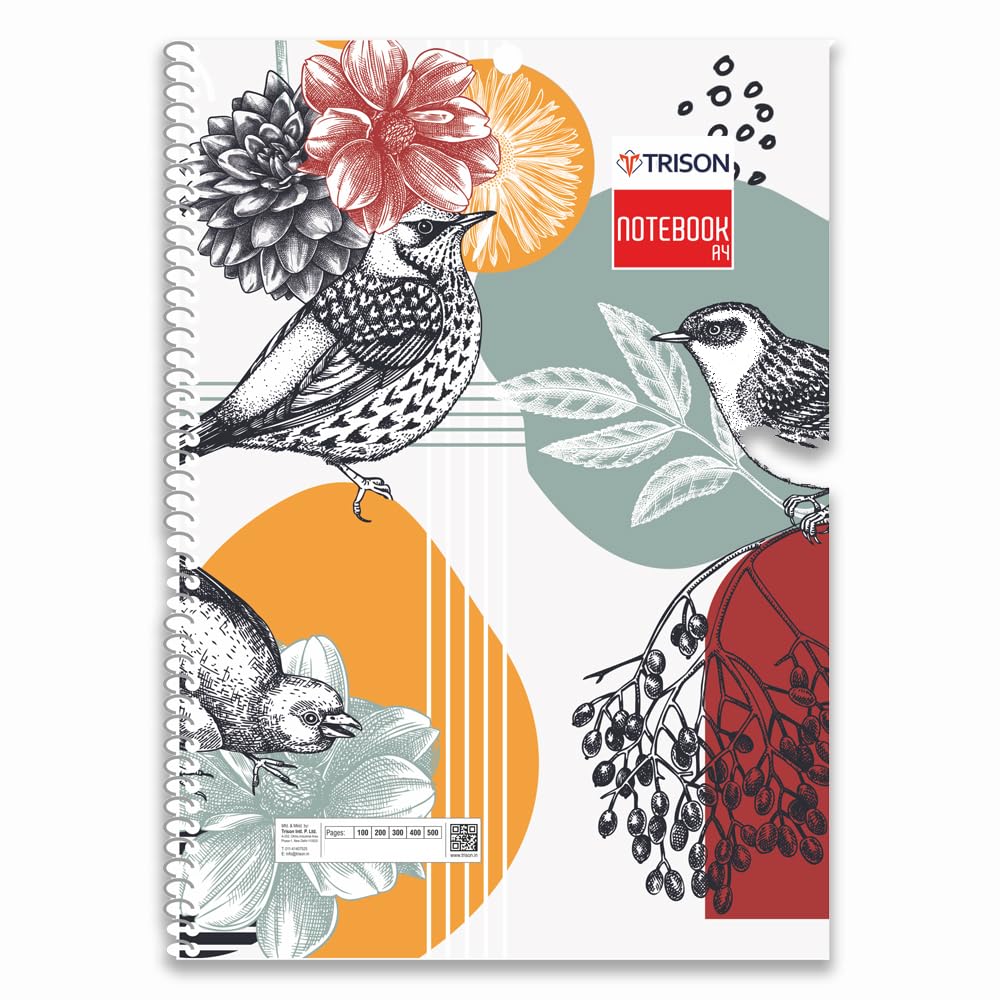 Trison Quaderno a spirale A4-6 soggetti separatore - Riga singola, copertina morbida, 400 pagine, 65 GSM, 21x30 cm