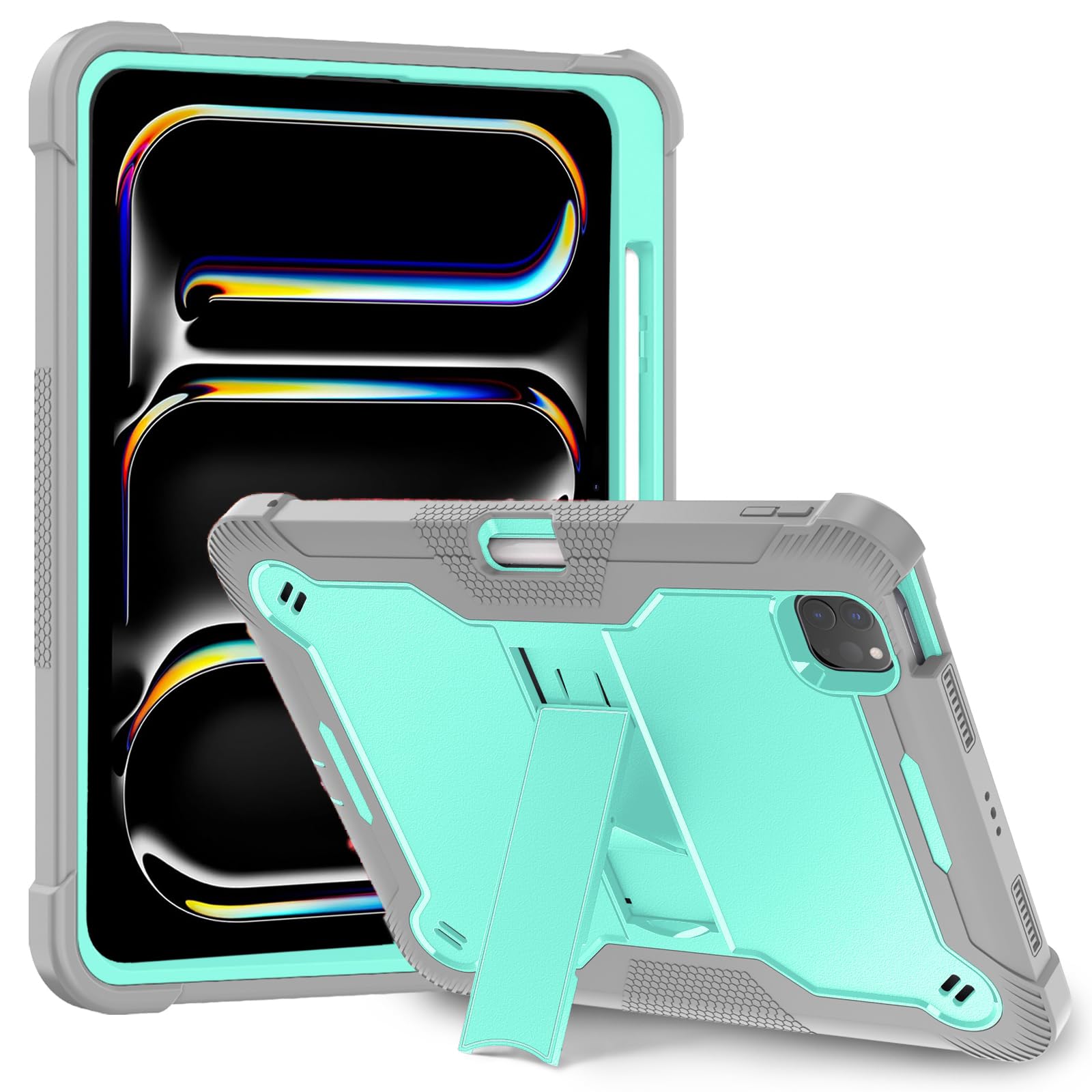 ProElite Rugged Shockproof Heavy Duty Back Case Cover for Apple iPad Pro 11 inch M4 2024 with Apple Pencil Holder, Mint (B0D6NBZ54D) Amazon Price History, Amazon Price Tracker
