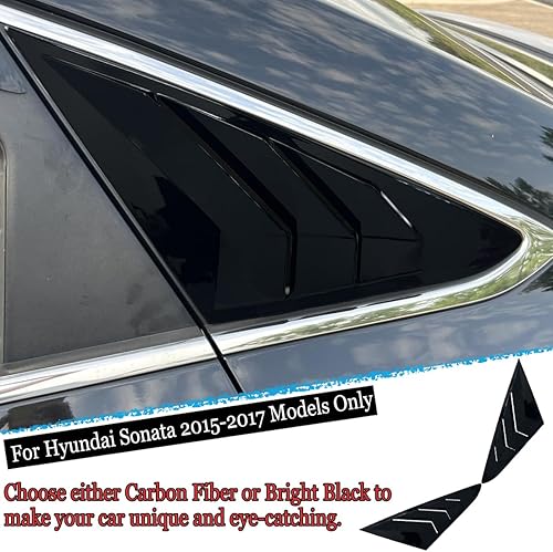 Vista 16 de 2 unids trasero ventana lateral persianas cubierta cubierta cubierta persianas ajuste para Hyundai Sonata 2011 2012 2013 2014 - ABS negro brillante