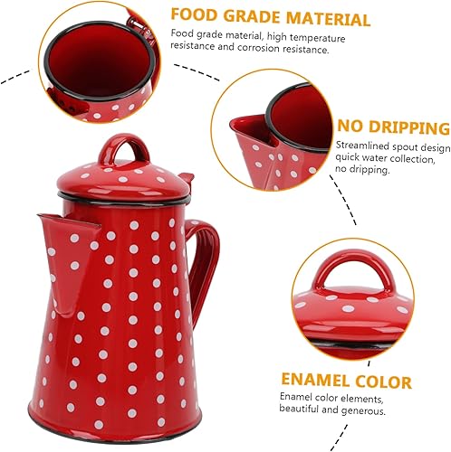 Miniatura 8 de Cabilock Cafetera Expresso con mango de esmalte para cafetera expreso, hervidor de cerámica, jarras para beber, café camping