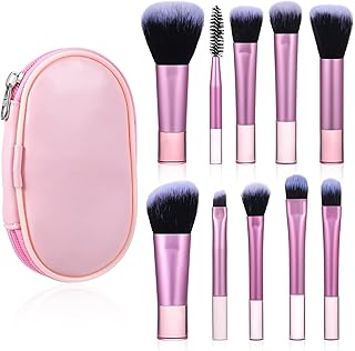 Juego de 10 brochas de maquillaje de viaje, m...