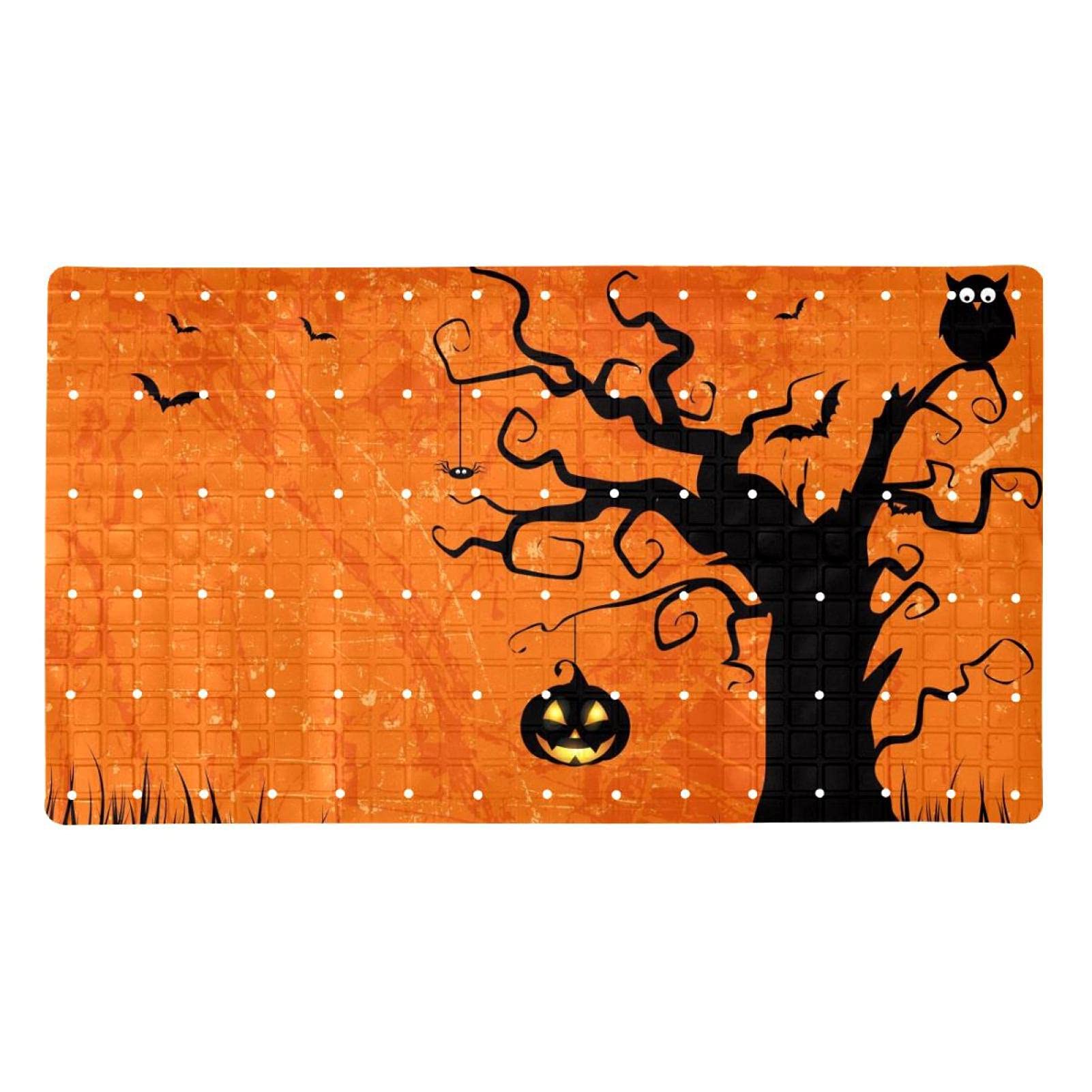 Tapis de bain Halloween avec 120 ventouses de sécurité pour bac de douche