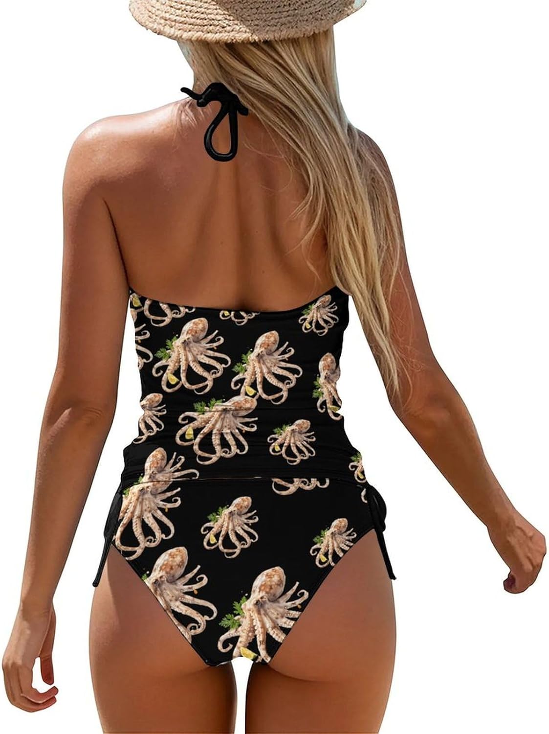 Seafood Coktail Squid Funny Women's String Swimwear Set 2 Pcs Tankini Swimsuits Bathing Suit