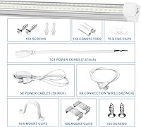 Vista 6 de Very Bright 5ft LED Shop Light 10 Pack, 45W 6750LM 6500K Daylight Linkable, Easy Installation Garage Lighting for Workshop Basement General Lighting
