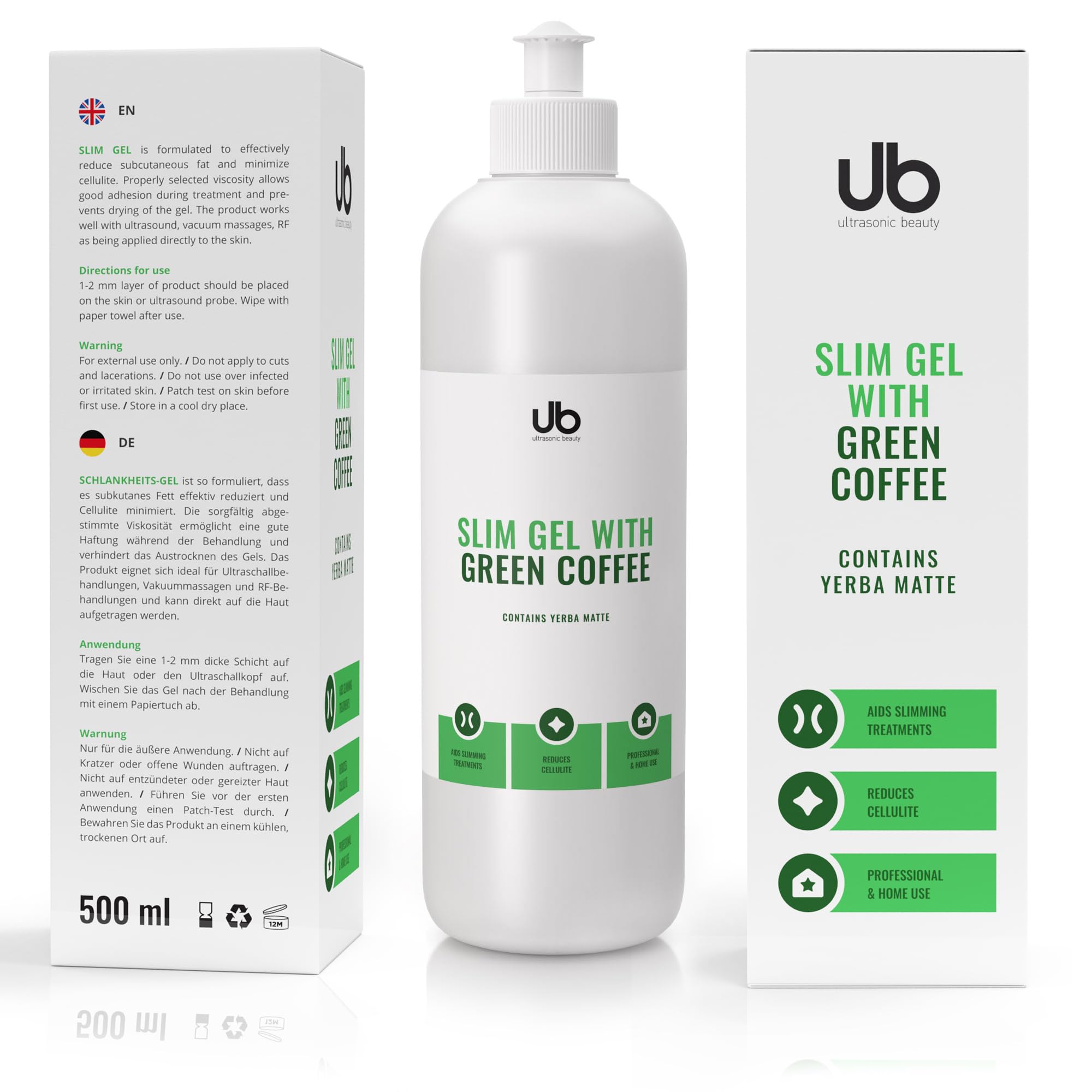 UB Gel Slim With Green Coffee & Yerba Mate – For Ultrasound | Radio frequency | Anti Cellulite and Slimming Treatments 500 ml