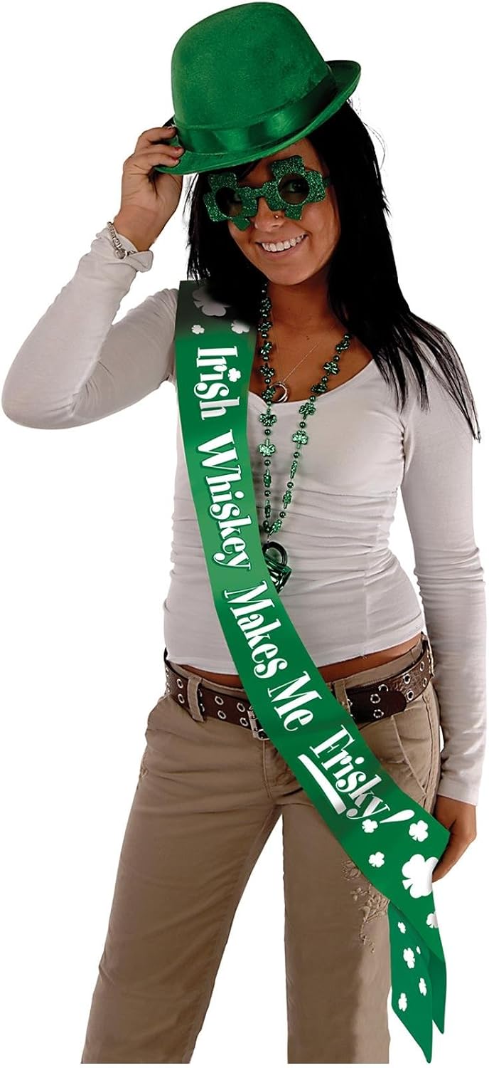 Beistle Irish Whiskey Makes Me Frisky Satin Sash