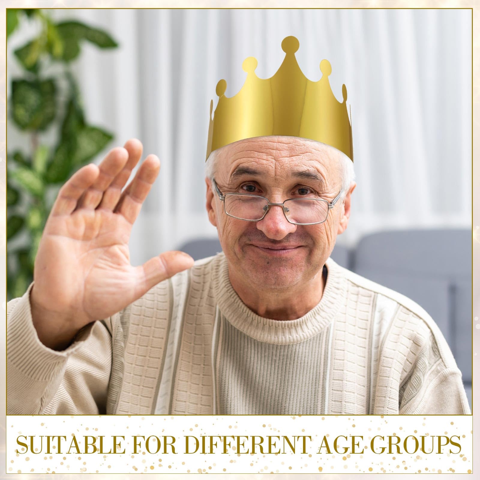 Crtiin 100 Pcs Gold Paper Crowns Birthday Party Crowns Bulk for Adults Women Men Hats Party Supplies Favors(Stylish Style)