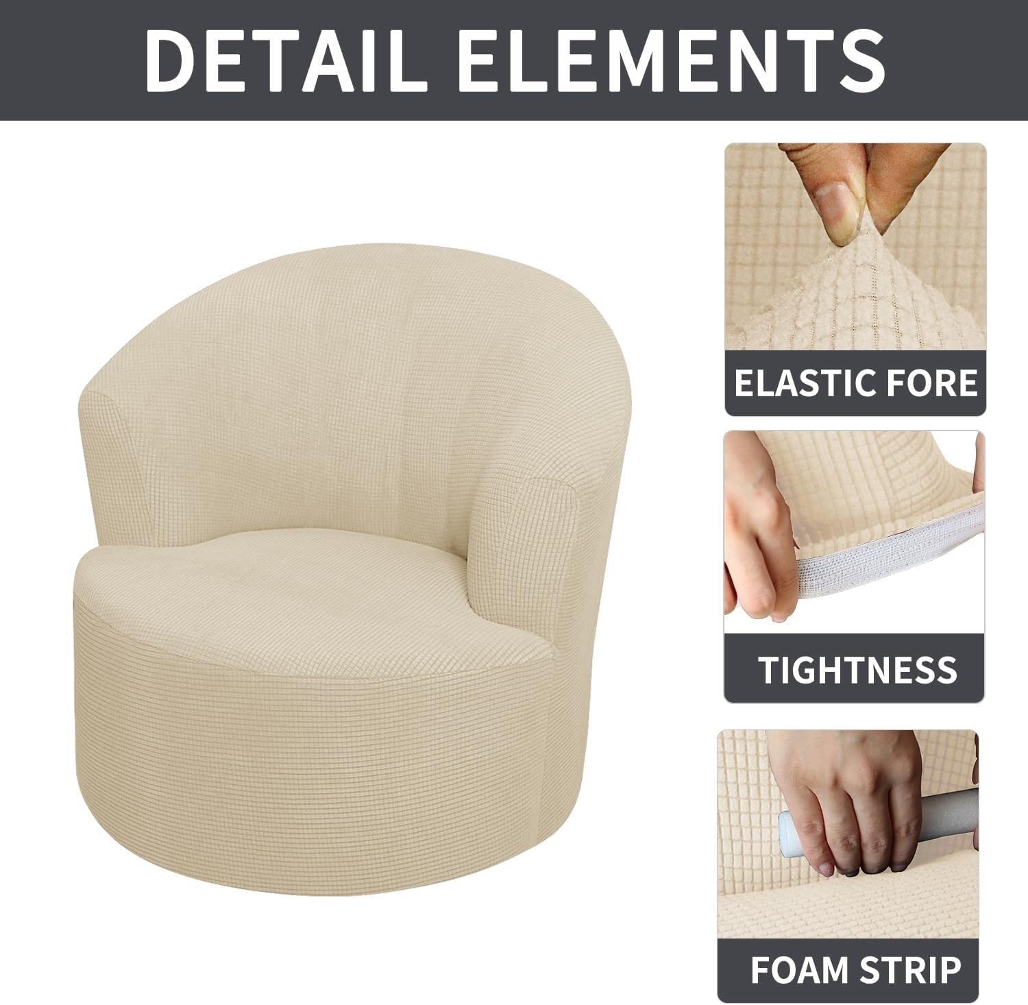 LUXRUB High Stretch Swivel Barrel Chair Covers Modern Club Round Armchair Slipcover Reusable Swivel Accent Chair Protectors (Color: 10, Size: 1PCS)