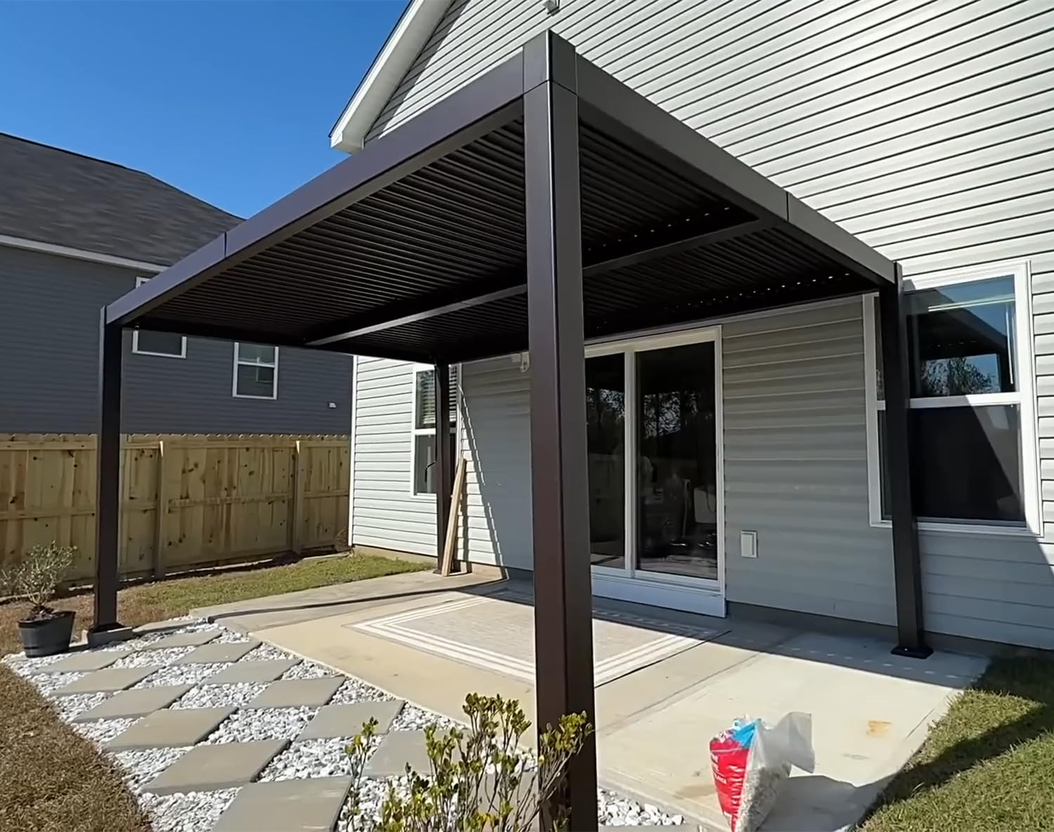 PURPLE LEAF 10' x 16' Louvered Pergola Outdoor Adjustable Louvre Shade Modern Patio Aluminum Pergola with Retractable Roof for Deck Backyard Garden Hardtop Gazebo