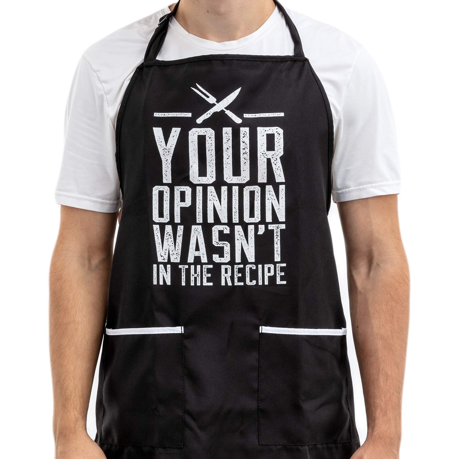 Photo 1 of Funny Apron for Women and Men - Adjustable Chef Apron for Grilling, Cooking, BBQ Your Opinion Wasn't in the Recipe