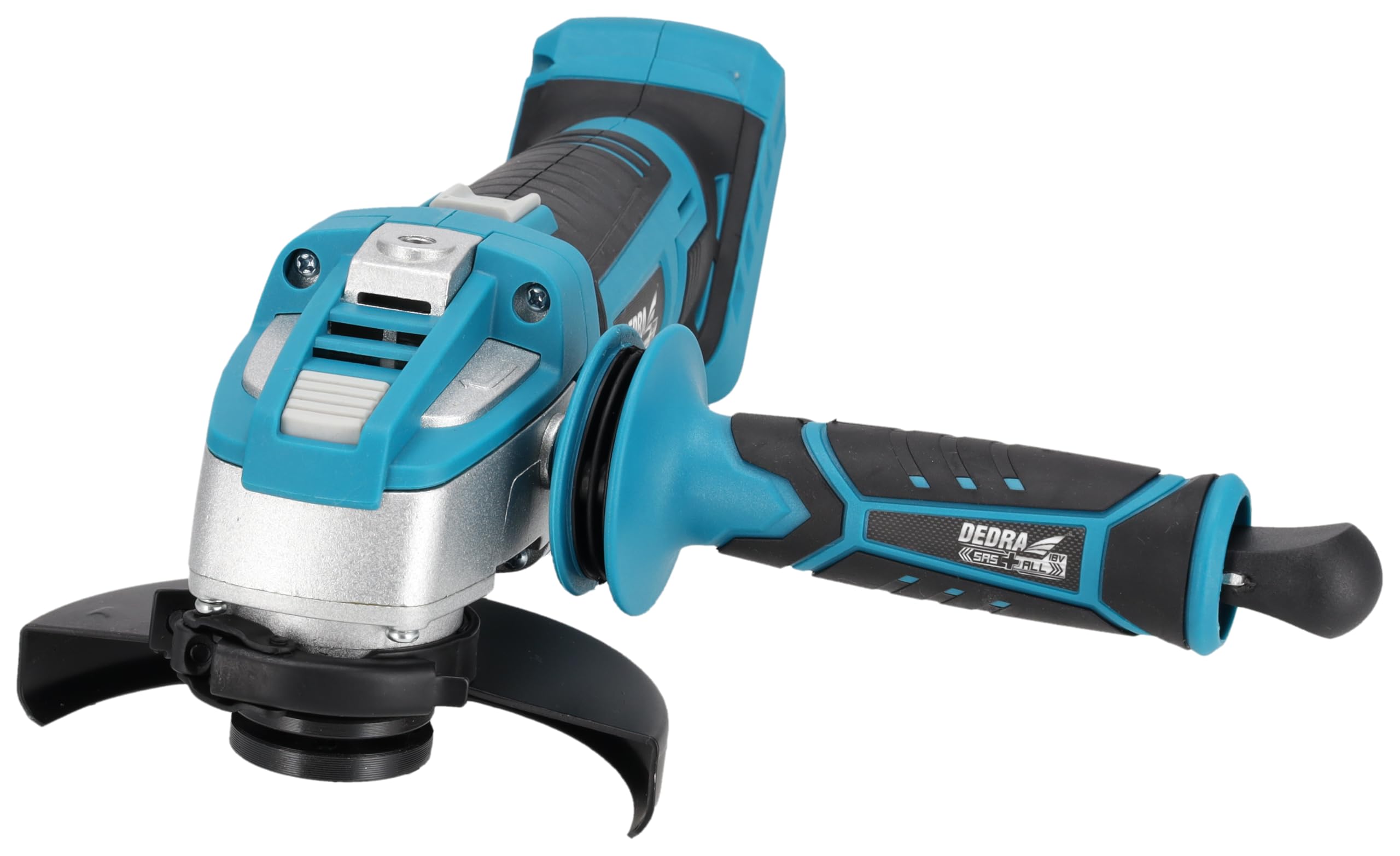 Dedra DED7050 – akumulatorowa szlifierka kątowa 18 V, średnica tarczy 125 mm, 9500 obr/min, beznarzędziowa wymiana tarczy, gumowany uchwyt, 3 pozycje rękojeści bocznej