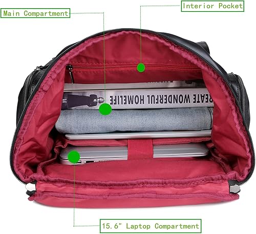 Miniatura 7 de BAOSHA BP-16 Mochila casual de piel sintética para universidad color negro Negro L Portátil