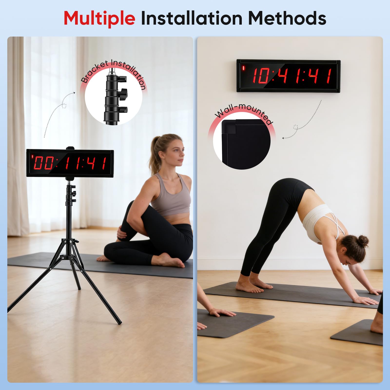 Temporizador Cuenta Regresiva, Cronómetro Digital 2,3 Pulgadas Y 6 Dígitos para Competiciones Y Juegos Temporizador Gimnasio con Trípode Cronómetro Deportivo con Control Remoto 12/24H (Cargar)