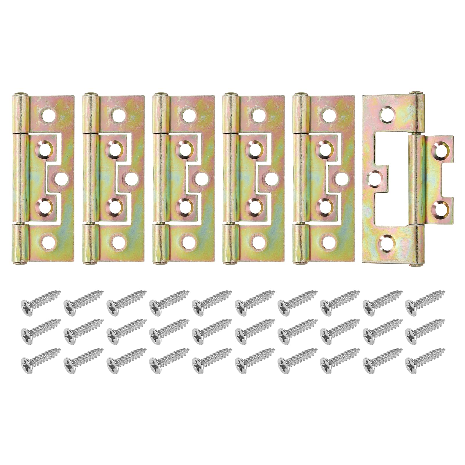 sourcing map 6Pcs 6.5 x 3.5cm Non Mortise Butterfly Hinge Multicolor