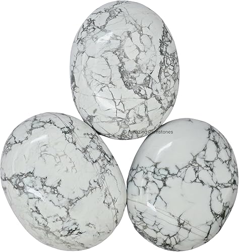 Miniatura 4 de Amazing Gemstone Cristales de Howlita y Piedras Curativas - Cristales de Piedra de Palma Grandes Piedra - Cristal para Buena Suerte, Energía